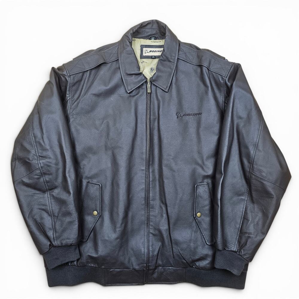BOEING Aviator 25 Years Leather Bomber Jacket Men's 3XL Brown Flight Coat